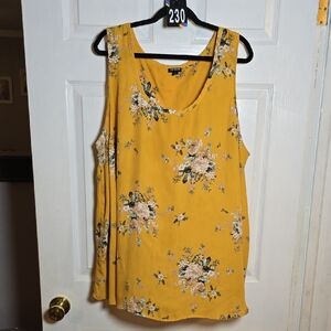 230 Torrid 5 5X Yellow Floral Sleeveless Tank Top